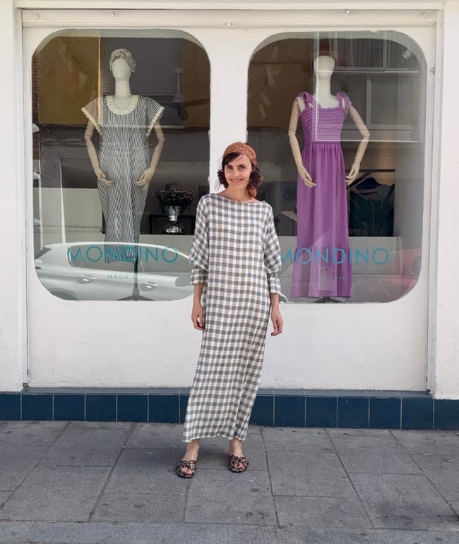 WHITE AND BLACK CHECKS KAFTAN