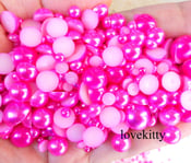 Image of 800 pc Fuchsia Mixed Sizes Flat back Pearl Cabochon --- by lovekitty