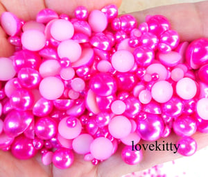 Image of 800 pc Fuchsia Mixed Sizes Flat back Pearl Cabochon --- by lovekitty