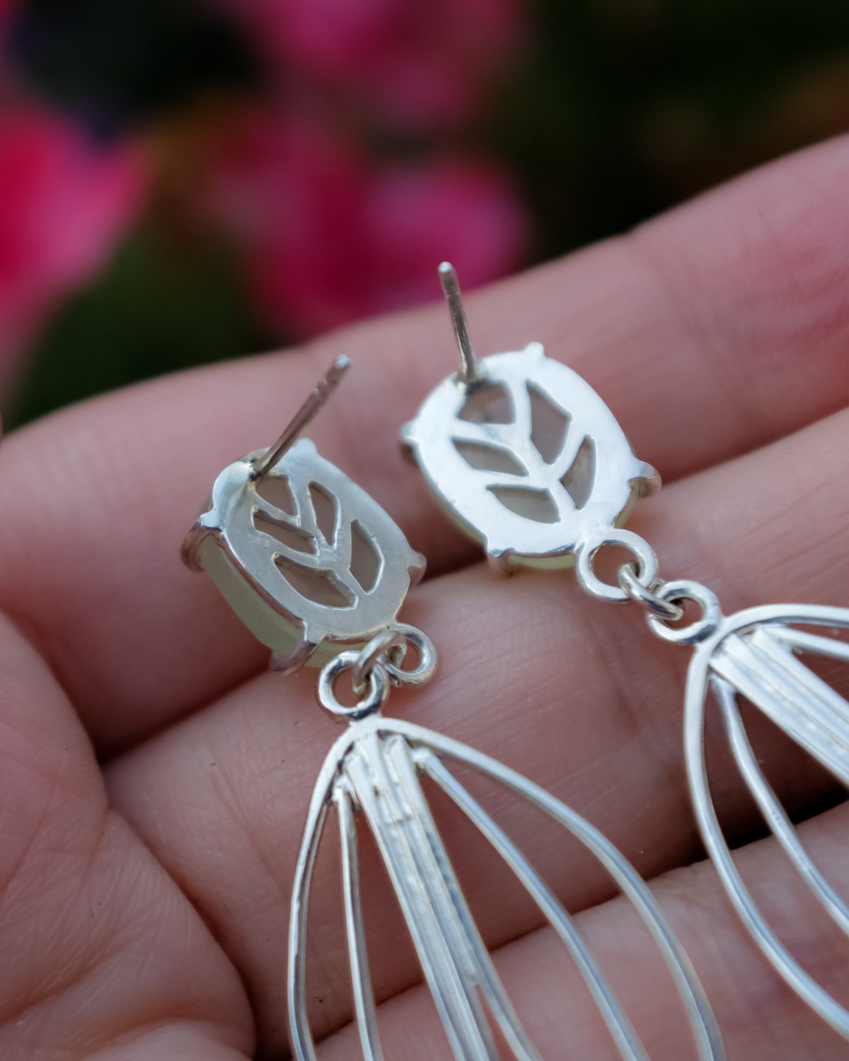 Image of Rose Cut Prehnite and Sterling Silver Earrings
