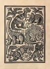 Vintage Dinosaurs Block Print