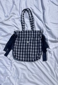 Navy Palaka Bow Tote Bag