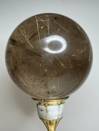 Image 7 of Golden Rutile In Smoky Quartz Sphere #1771