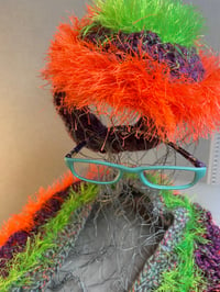 Image 4 of Fuzzy Crochet Neon Infinity Scarf