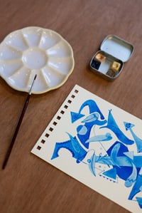 Image 3 of AQUARELLE  "Blue Leaves"