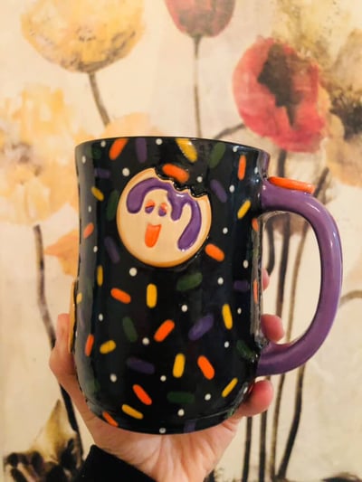 Image of Halloween cookie and holiday cookie mug for Samantha L
