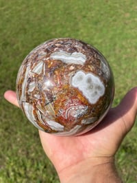 Image 3 of Amethyst With Mexican Lace Agate Sphere  #594