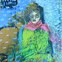 Image 1 of Winter Can’t Last Forever Oil Acrylic Pastel Graphite on Wood 5" x 5" x 1.5” copy