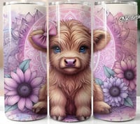 pink highland cow 20oz subliamtion tumbler 