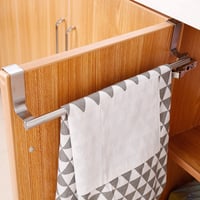Image 2 of Kitchen Cabinet Door Towel Bar Stainless Steel Door Back Towel Hanging Holder 