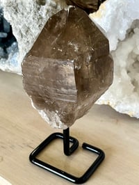 Image 4 of Golden Rutile Smoky Quartz Natural Point On Stand #2664