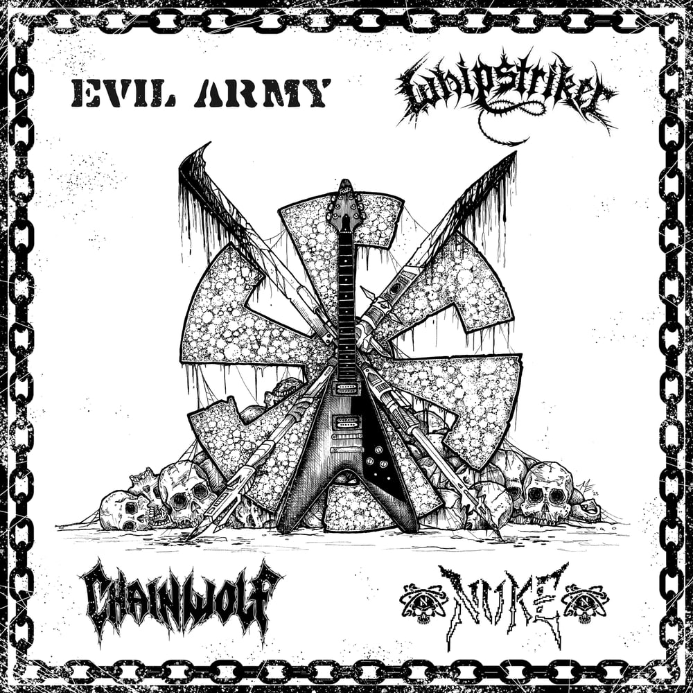 *PREORDER* Metal Punk ; 4 Way Split Featuring Evil Army, Chain Wolf, Nuke, and Whipstriker (12' LP)