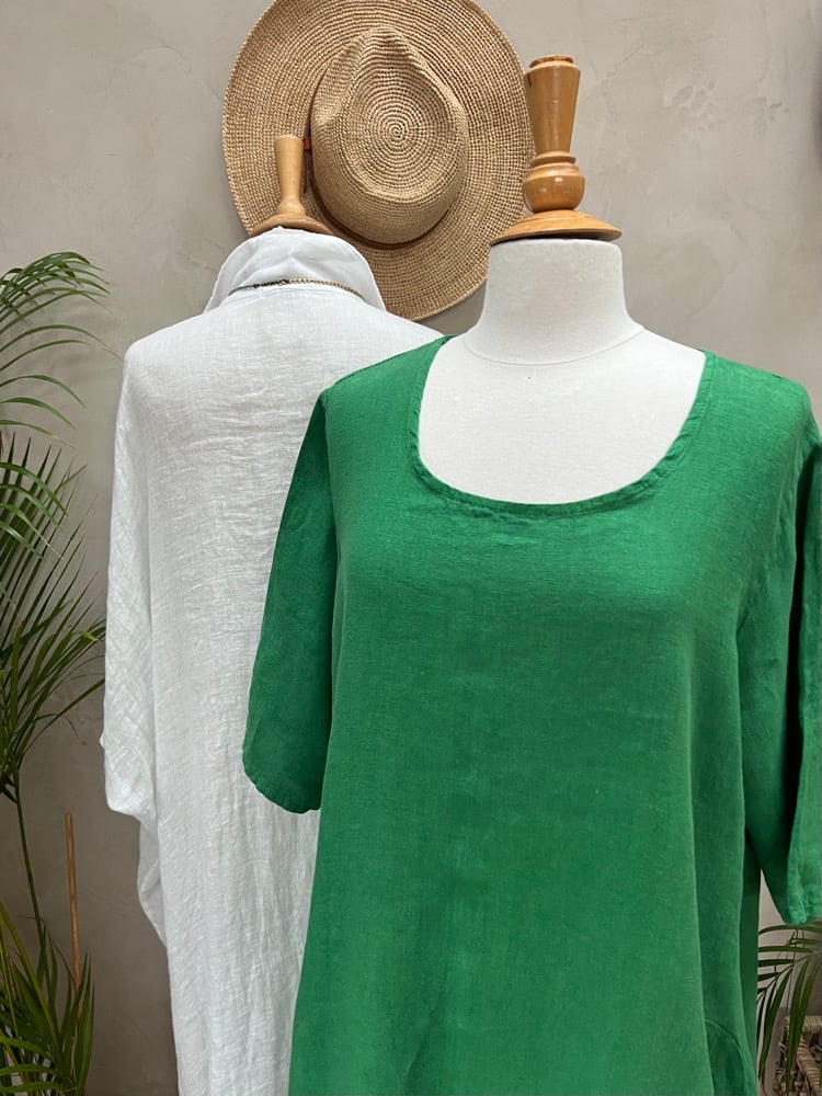 Image of Robe En Lin Gaïa I  Vert Malachite