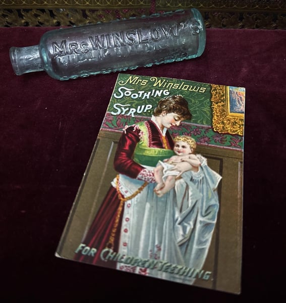 Image of Mrs. Winslow’s Soothing Syrup Bottle & Calendar 