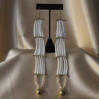 Image 2 of 3 tier Bell Dentalium Earrings