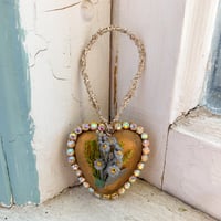 Image 1 of Gold Valentine Heart with Rhinestones and Vintage Florals I