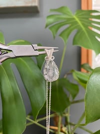 Image 3 of Silver Black Rutile Teardrop Crystal Necklace