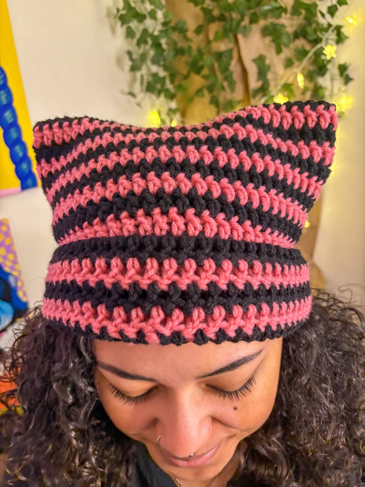 Image of Striped Cat Ear Beanies