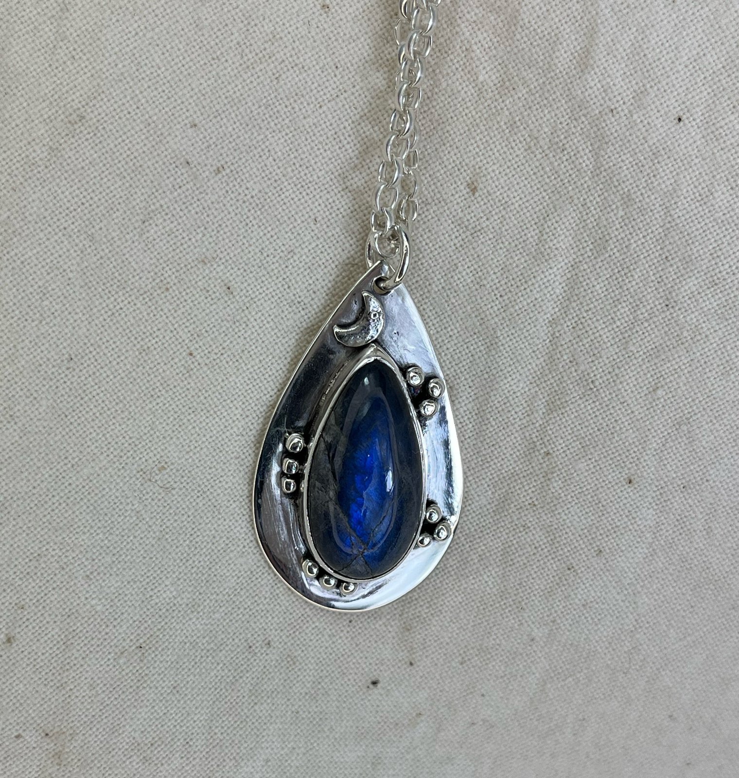 On sale Vintage Sterling Dk Blue Labradorite Pendant