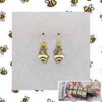 Image 2 of Gold Honeycomb + Bee Earrings