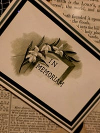 Image 2 of Memorial Card 1800s - real preserved spider web and 1800s Bible page