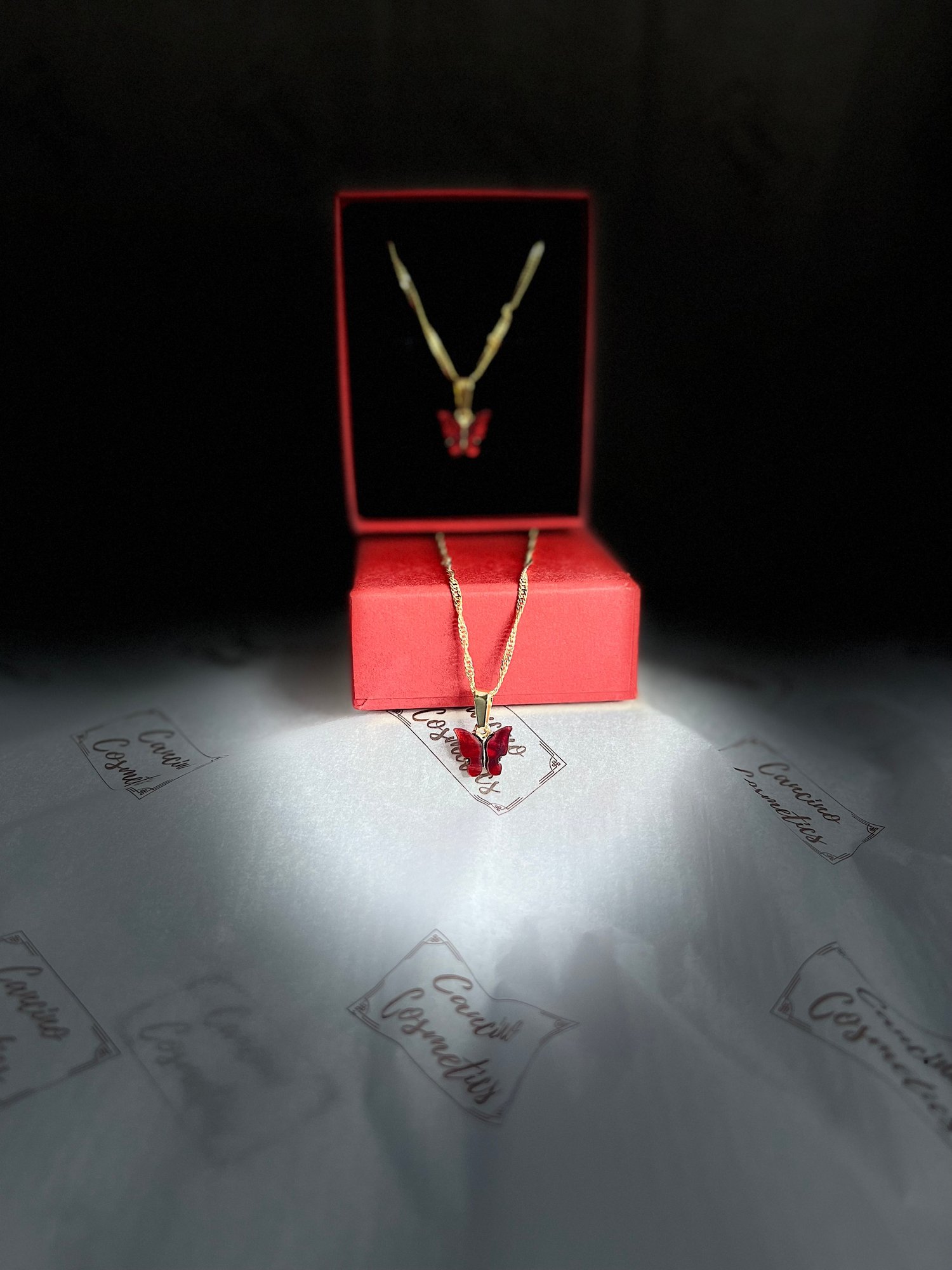 Image of RED BUTTERFLY CHARM NECKLACE