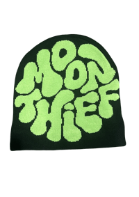 Image 2 of Moon Thief Beanie - Neon Green/Black