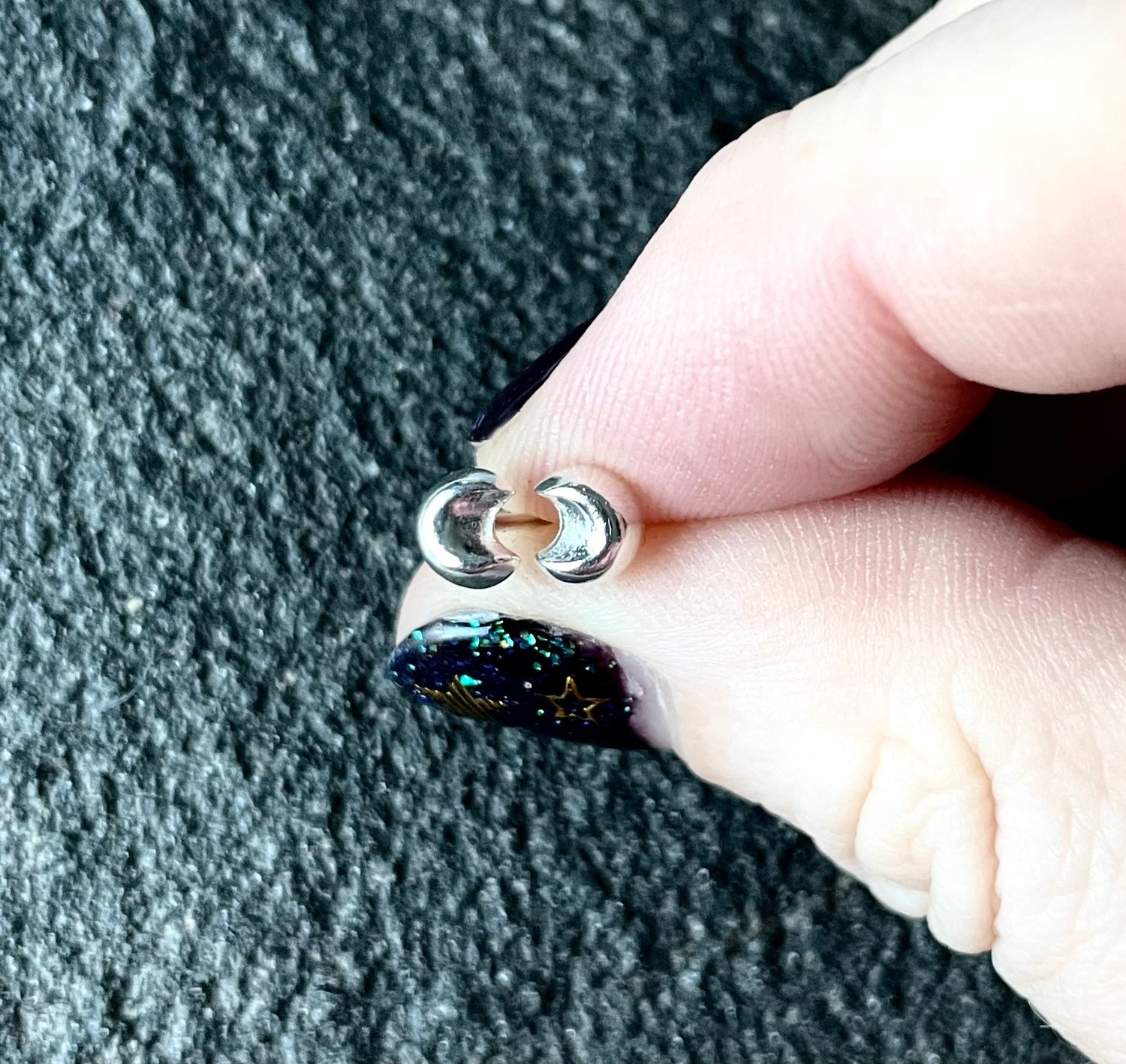 Image of Handmade Sterling Silver Crescent Moon Stud Earrings 925