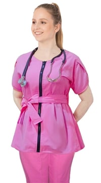 Image 4 of Fit & Flair Collection – Limited Edition Fashion Scrub Set (Zip-Front & Belted Top) ( 37 Colors)