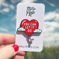 Image 1 of “You Can Let It Go” Matilda Inspired Heart Balloon Enamel Pin