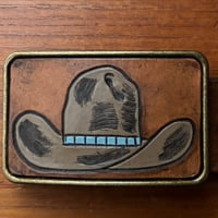 Image 1 of COWBOY HAT BUCKLE-TURQUOISE 