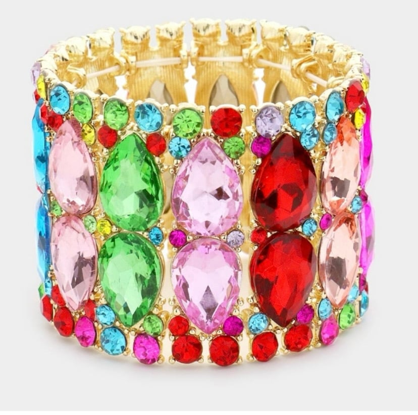 Image of Teardrop Stone Accented Stretch Bracelet 