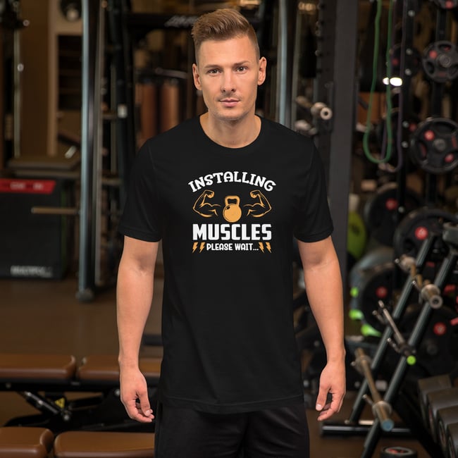 Installing muscles t-shirt
