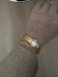 Image 3 of Elgin Gold Tone Crystal and mother of Pearl on dial 