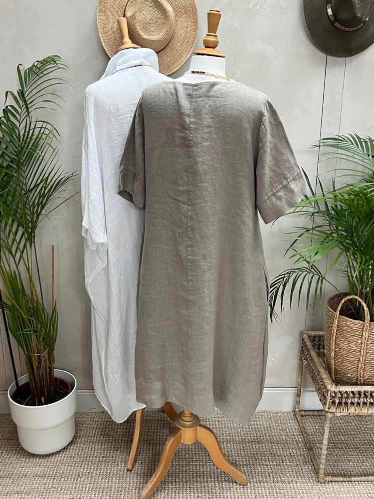 Image of Robe En Lin Gaïa II Taupe 
