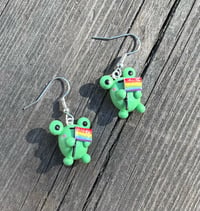 Image 1 of Pride flag frog earrings