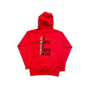Image of Ghost Stitch Hoodie in Cherry Red/Black/White