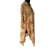Image 3 of Vintage 90s Tan and Brown Abstract Animal Print Tunic Top - Size L - Beverly Rose 