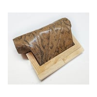 Image 2 of Snake Embossed Leather & Timber Clutch
