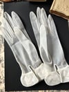 Paire de gants vintage blanc transparent avec détails de pensées, Taille 7
