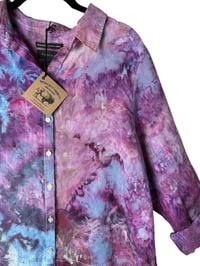 Image 3 of ♻️ UPCYCLED L 100% Linen Tunic in Warm Earthy Ice Dye