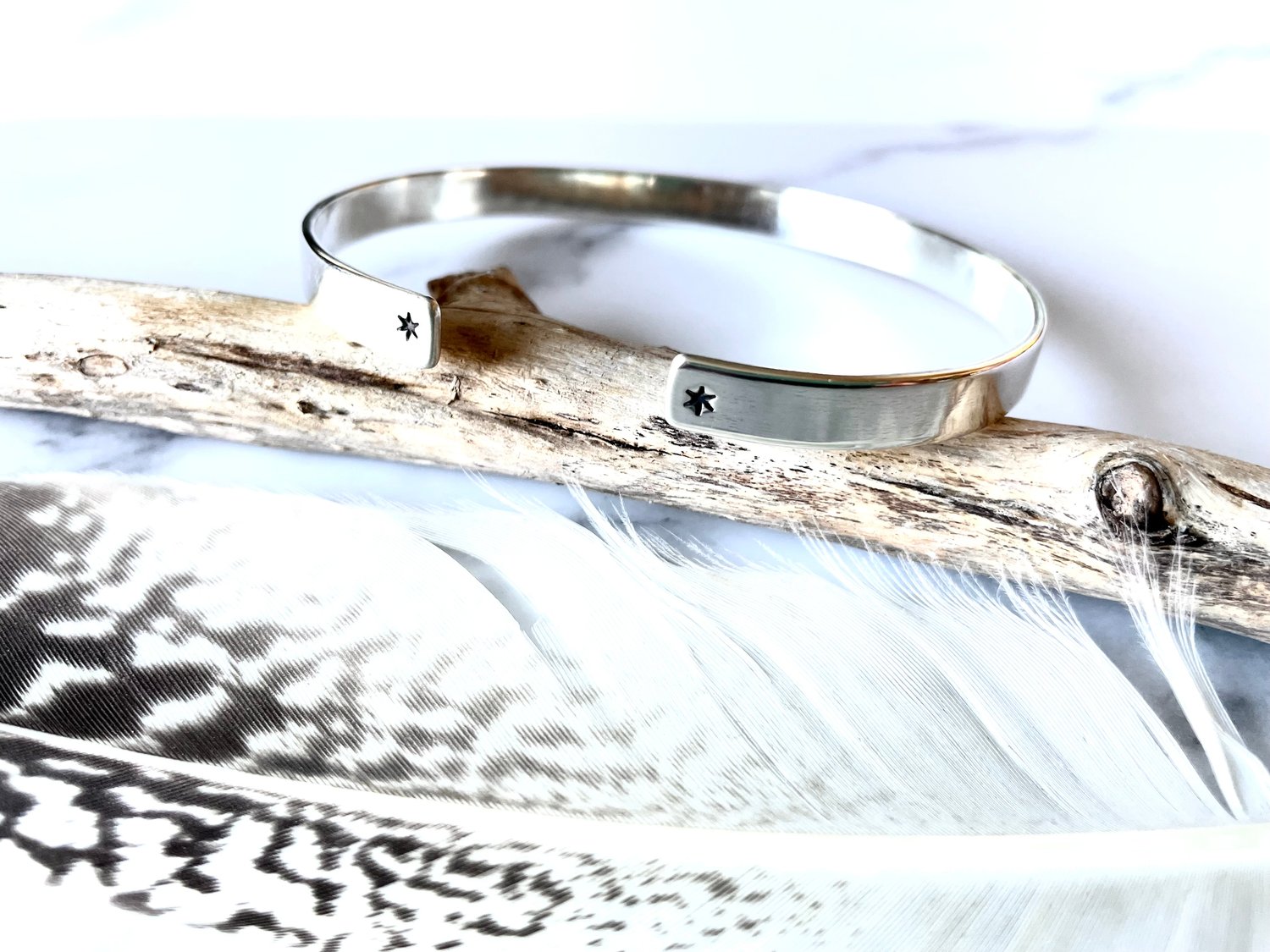 Image of Handmade Sterling Silver - 'when it rains look for rainbows' Cuff Bracelet 925
