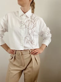 Image 4 of Cropped Button up Shirt - Magnolia