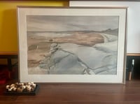 Image 1 of “Slipway, Evening”, Large Mid Century Watercolour Landscape on Paper