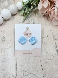 Image 2 of Blue Embossed Polymer Clay Stud Earrings (multiple styles)