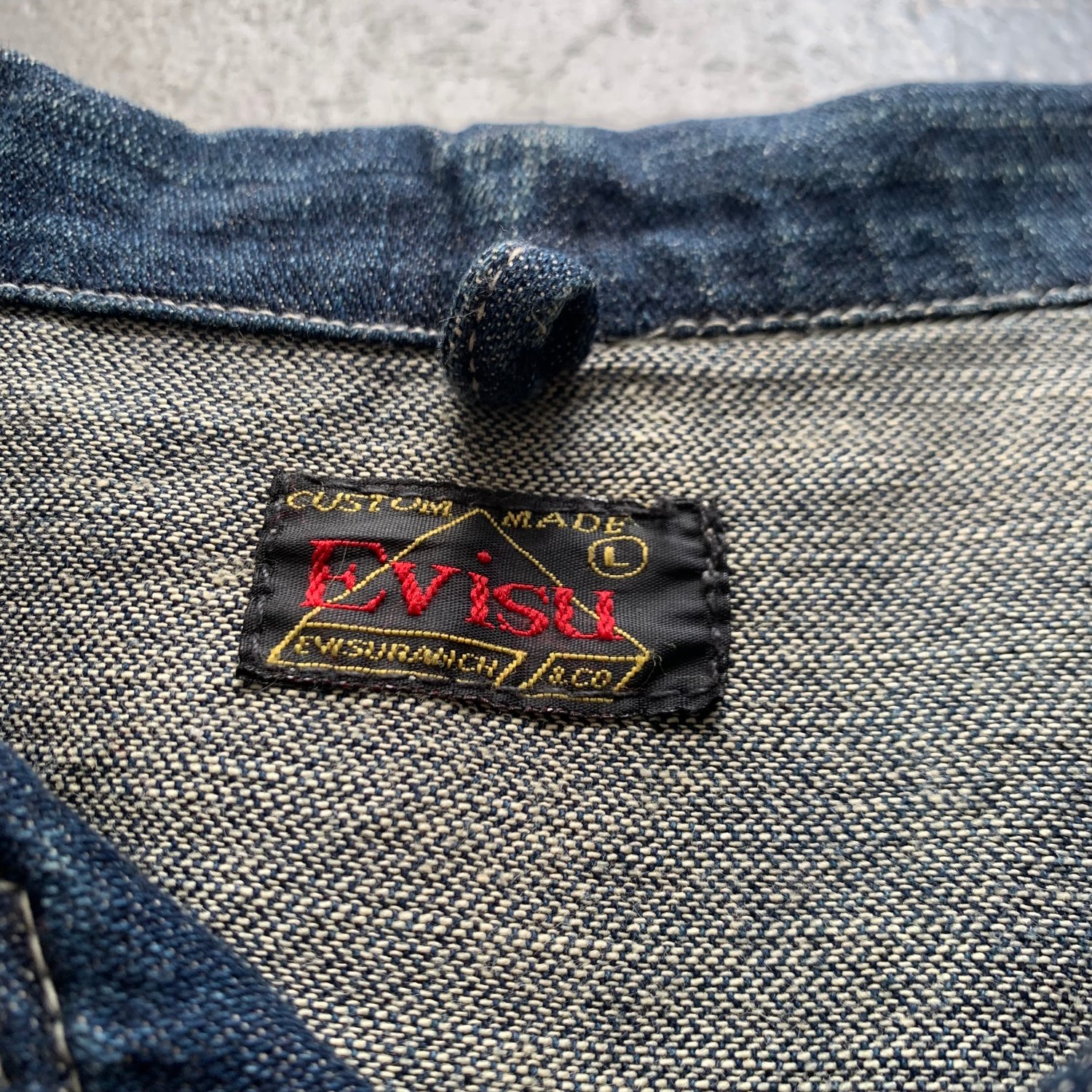 Image of Vintage Evisu custom made denim jacket size large 