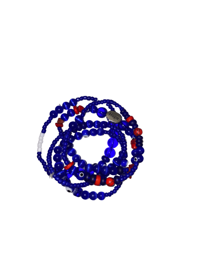 Image of Blue Bead 5 Beadstack Bracelet 