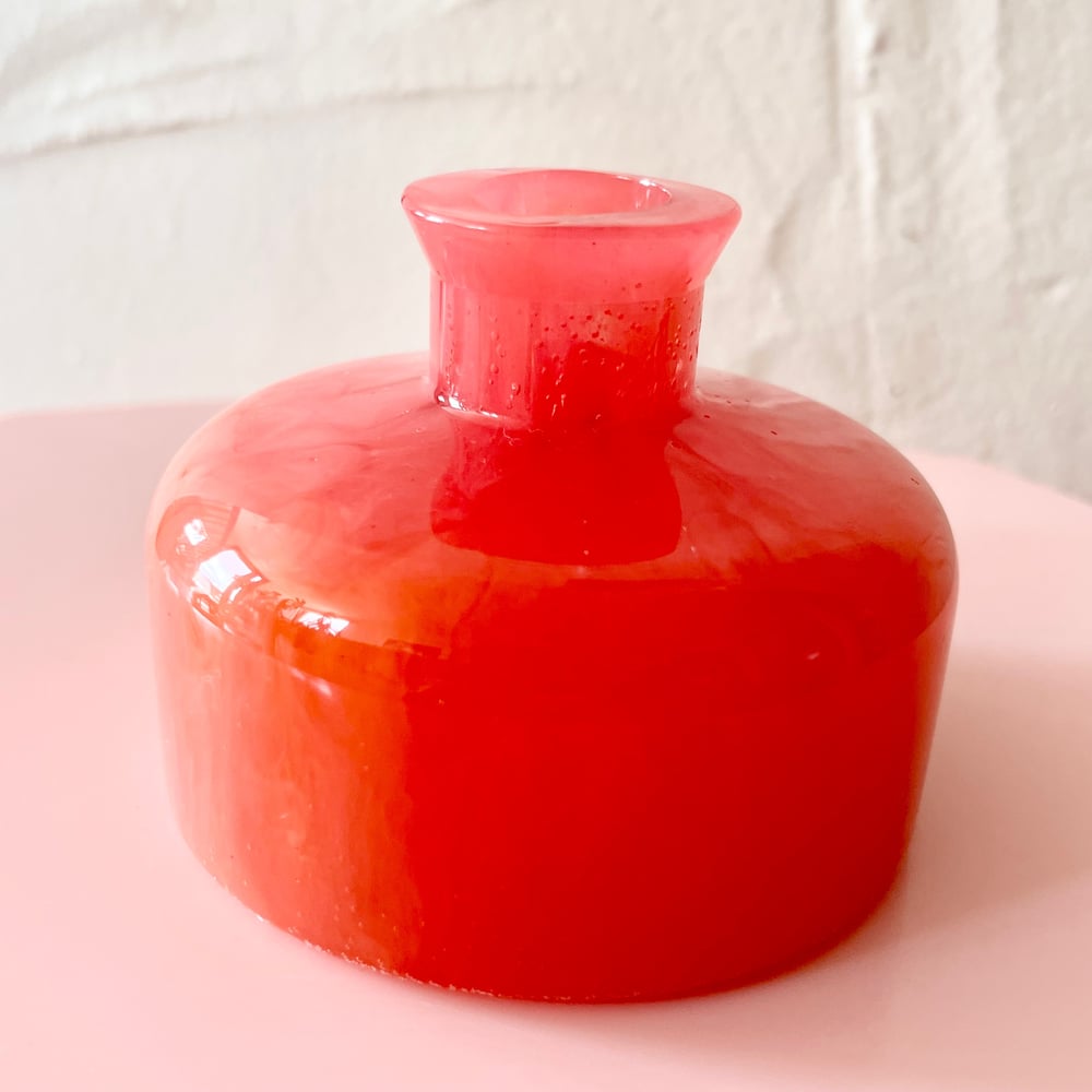Image of Squat Vase - Deep Amber/Peachy Pink