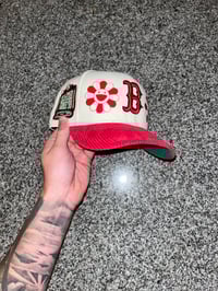 Image 1 of GREEN BRIM CORDUROY BOSTON RED SOX CUSTOM FITTED CAP 