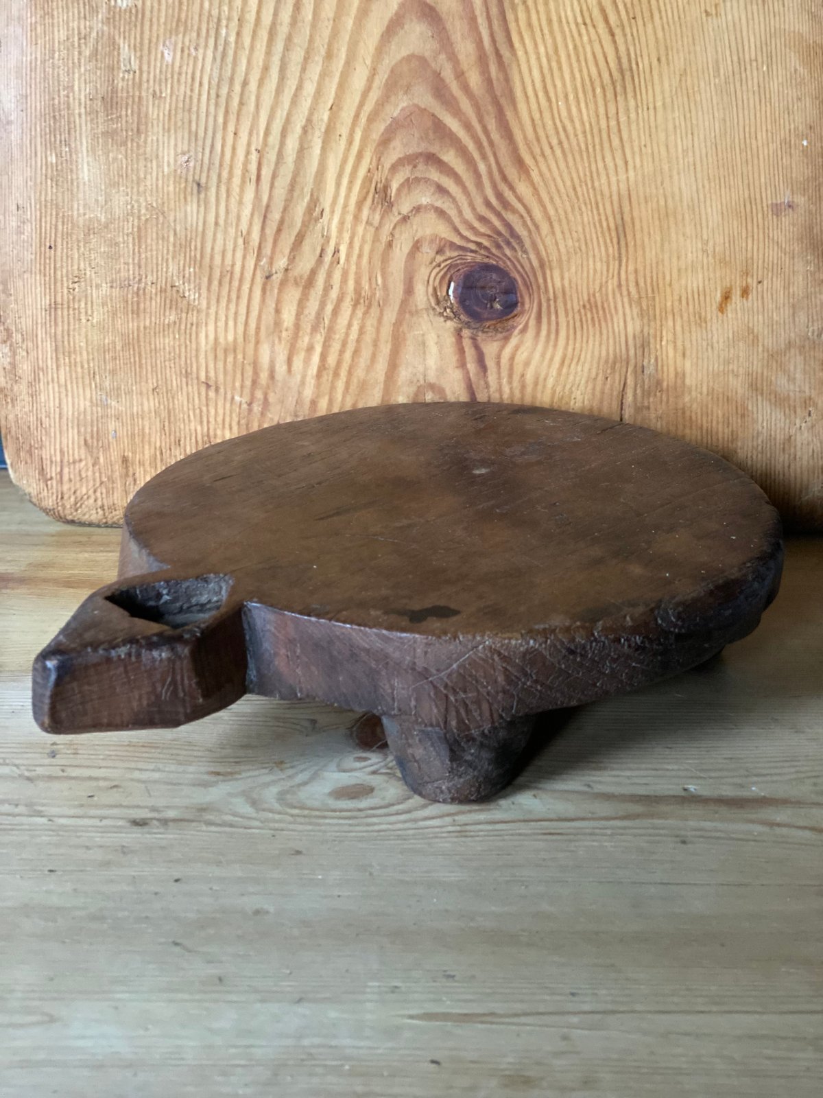 Image of Large wooden chapati board with carved detail